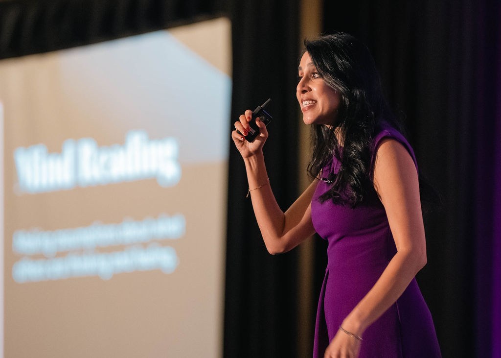 Henna Pryor speaking on stage